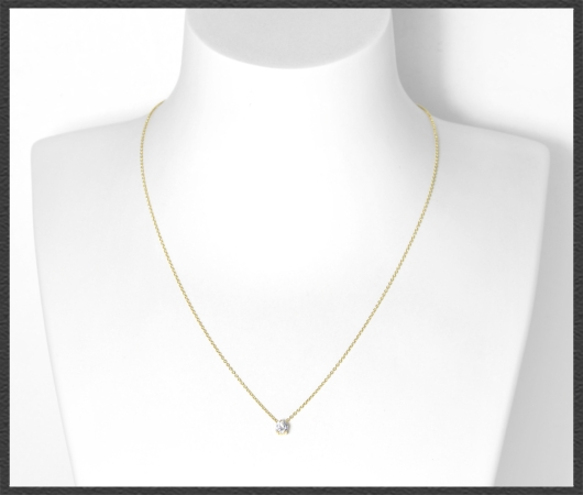 Anhänger + Kette in 585 Gelbgold, 0,57ct, VS1